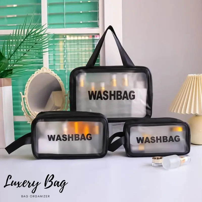 Pouch Penyimpanan Kosmetik Transparan WASHBAG Waterproof High Quality 2