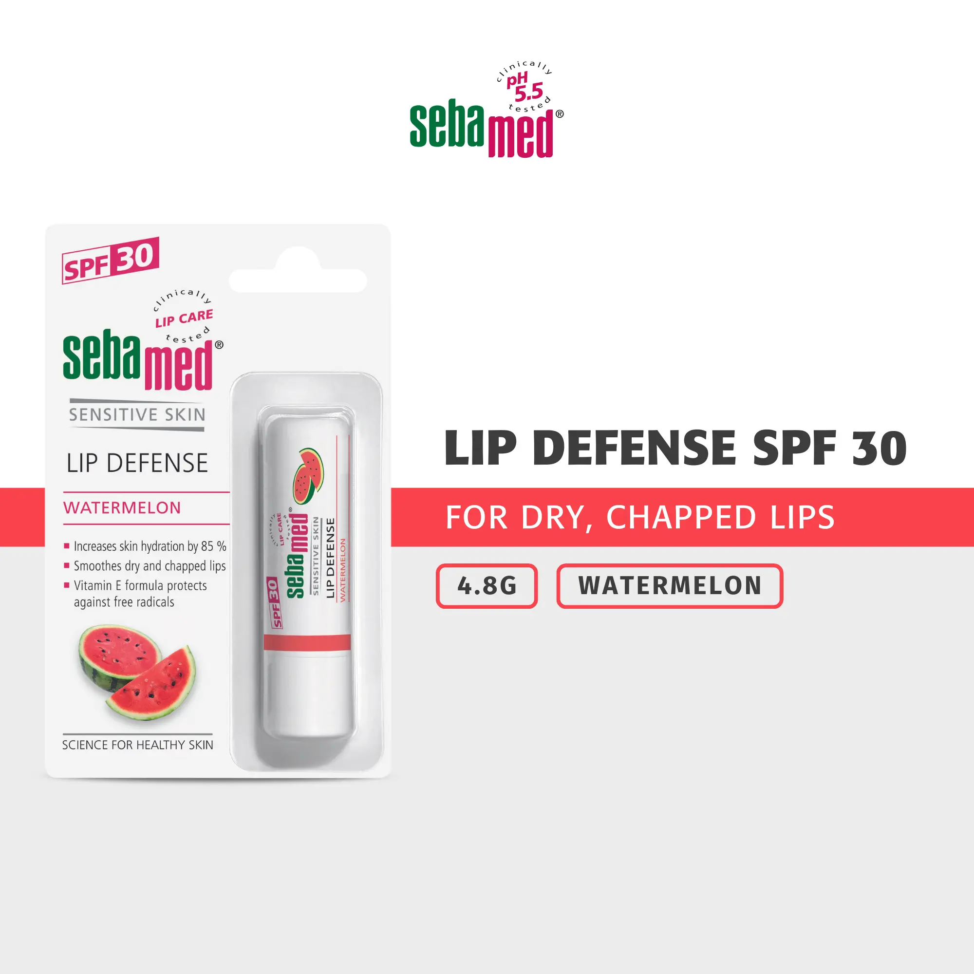 Sebamed Lip Defense SPF 30 4.8g - Watermelon