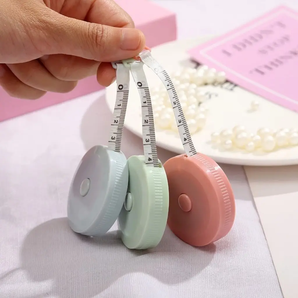 Thước Dây Với Nút Bấm Tự Rút Sau Khi Kéo, Đo Vòng Bụng, Vòng Eo 3 Vòng Kiểm Tra Sức Khỏe 1.5m - Đo Quần Áo