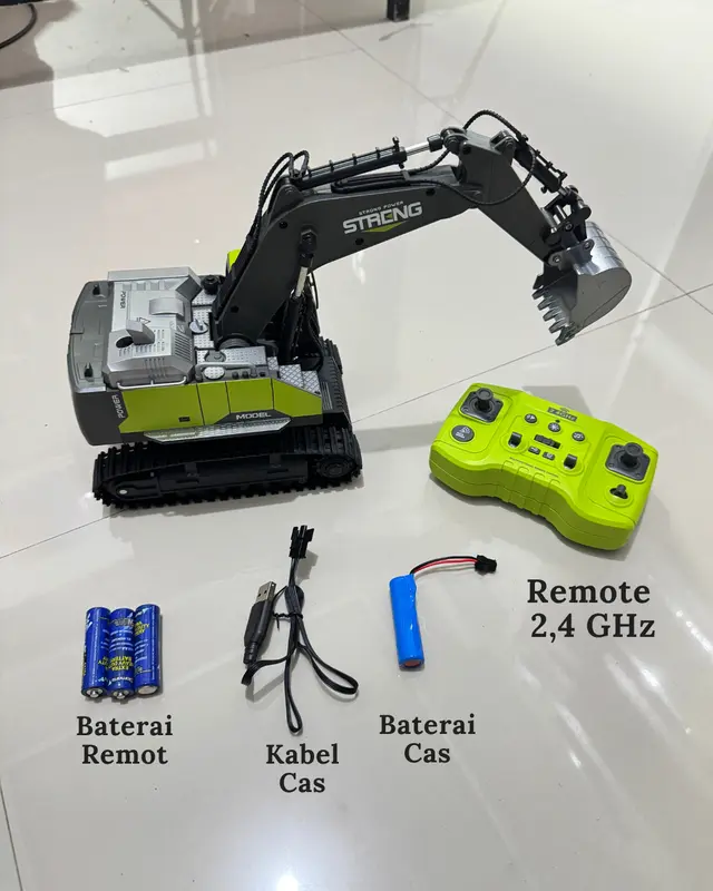 TTJ -  MAINAN REMOTE CONTROL EXCAVATOR JUMBO 16 CHANNEL SKALA 1:14  DENGAN EFEK ASAP LAMPU LED BATERAI CHARGER 2