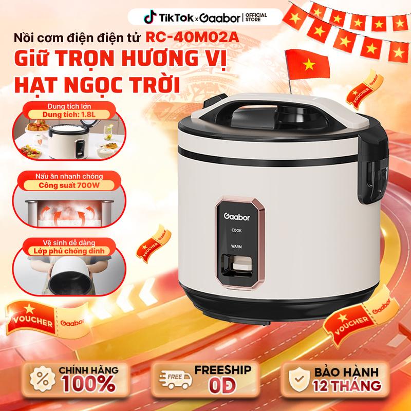 GAABOR x Hồ Bích Trâm | Nồi cơm điện gia dình nắp gài Gaabor RC-40M02A dung tích 4L lòng nồi 1.8 lít công suất 700W phù hợp cho gia đình 2 đến 5 người ăn 1 lần kèm khay hấp Nấu Cơm Cooker Nấu Ăn nồi cơm mininồicơmđiện glass cookers