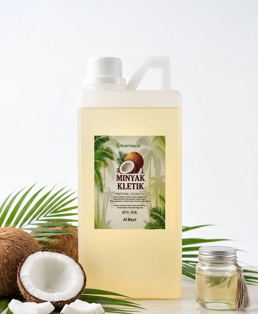 Al Bayt Minyak Kelapa Asli 1000ml Murni 100% Klentik Keletik Lentik untuk Perawatan Kulit Rambut & Kesehatan Jantung - Merah, Bahan