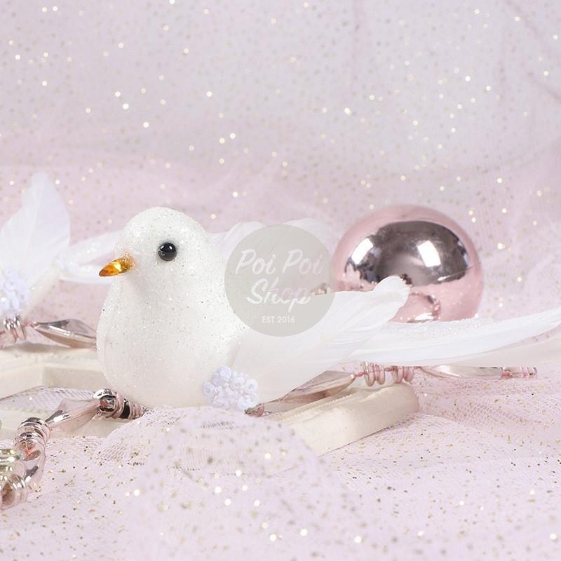 Ornamen Natal Burung Putih Isi 4 Hiasan Aksesoris Pohon Natal Christmas Tree Dekorasi Burung Merpati Hadiah Souvenir Gantungan Kualitas Terbaik Murah Grosir 4