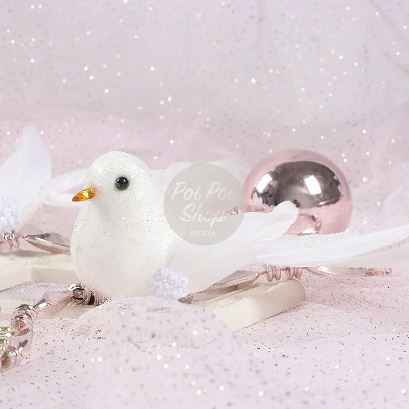 Ornamen Natal Burung Putih Isi 4 Hiasan Aksesoris Pohon Natal Christmas Tree Dekorasi Burung Merpati Hadiah Souvenir Gantungan Kualitas Terbaik Murah Grosir 4