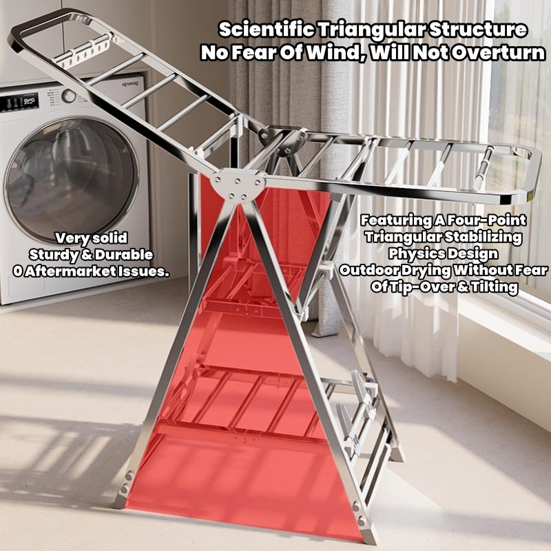 [SG Stock]Foldable Clothes Drying Rack Multifunctional Laundry Rack With Wheel Stainless Steel Thickened Carbon Steel 5