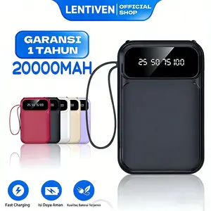 LENTIVEN Powerbank 20000mAh Mini with 4 usb fast charging LED Senter Display BH27