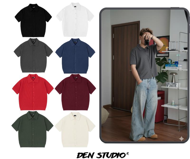   Pre-Order  ÁO POLO WAFFLE FORM BOXY ĐEN STUDIO 