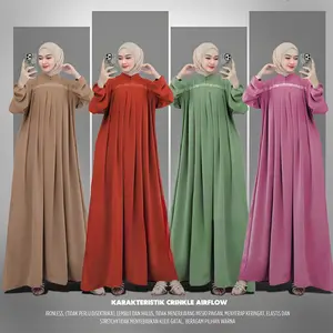 Gamis JUMBO BIG SIZE Elegant Bahan Cringkle airflow premium (L XL XXL ) Kombinasi Payet  Mutiara Dress Muslim Crinkle Panjang Nyaman Wudhu Syari