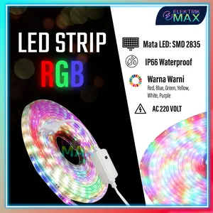 [MAX] Lampu Strip Selang LED 2835 7meter/220V Outdoor RGB/LED Strip Warna-Warni & Merah Putih/Sudah Termasuk Soket/Siap Pakai