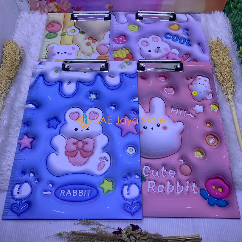 PAPAN DADA ALAS UJIAN MOTIF LOTSO SANRIO STITCH DAN RABBIT UKURAN A4 / PAPAN JALAN / PAPAN UJIAN 1