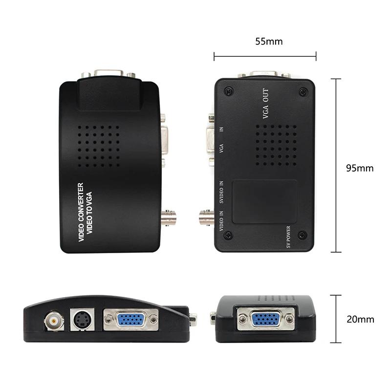 Product Introduction of VGA BNC SVIDEO to VGA Video Converter VGA Out Adapter BNC to VGA Converter Composite Digital Switch Box Box WITH DC CABLE 41