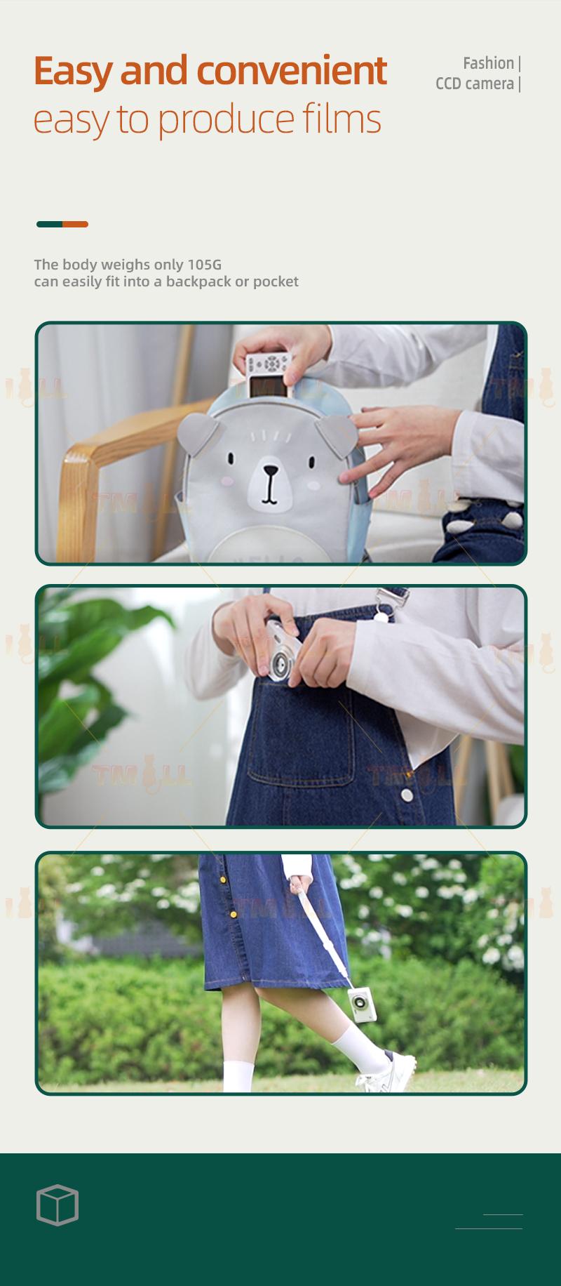 Product Introduction of [Sg Ready Stock] 5Color 1080P Digital Camera Video Camcorder 48MP Photo 16X Zoom Anti-shake HD digital retro camera Card Rechargeable Birthday Cable 40