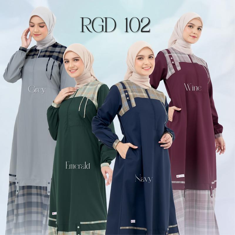 Raunapride - Baju Muslim - Gamis Dewasa 102 Dress Wanita Grey Navy 0