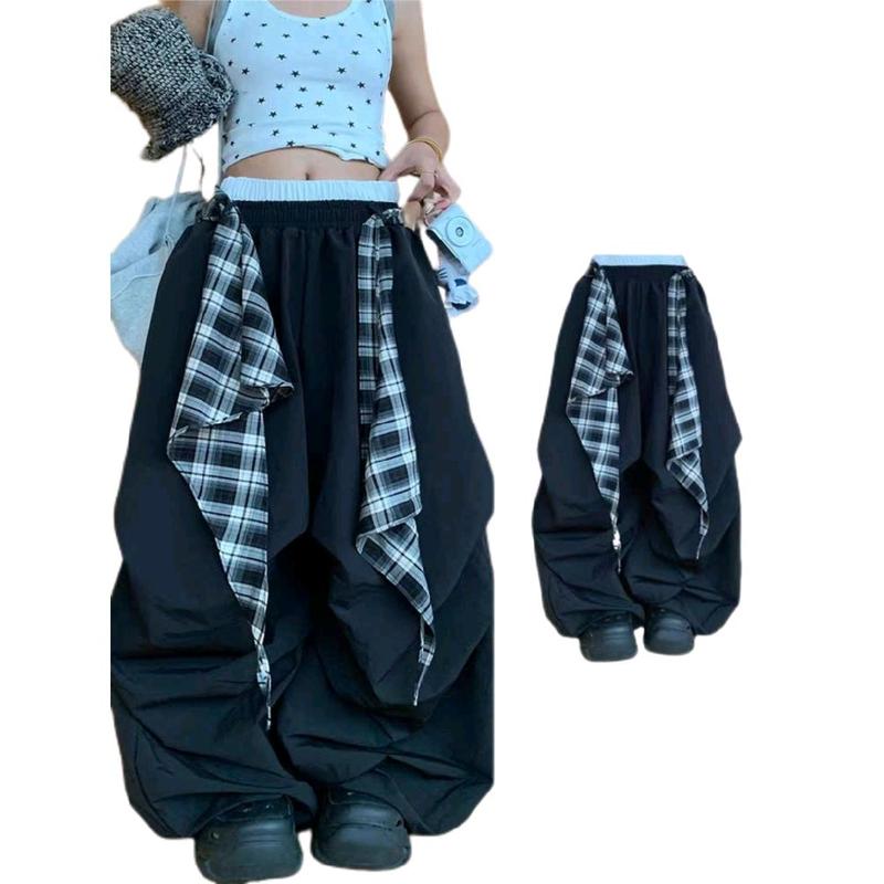  Quần ống rộng gió nhăn,kèm dây kẻ ngầu chất,full size hit hot quần  suông quần  calem quần  harem  nữ 