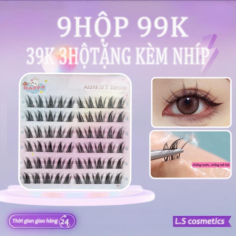 【9 hộp 99k Mi giả có sẵn keo – Dáng cong chữ C sợi mảnh tái sử dụng được 15 kiểu dáng –tặng kèm nhíp