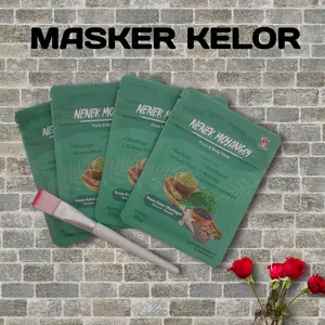MASKER NENEK MOYANG ISI 4 FREE KUAS KELOR CENDANA KUNYIT PUTIH CENTELA KACANG HIJAU DAUN SALAM SELEDRI ROSELLA Komedo Perawatan Wajah Mencerahkan Mengencangkan Berminyak