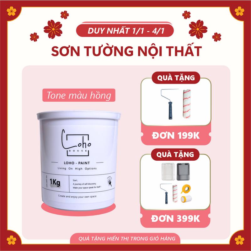  Sơn tường tone màu hồng | Lon 1kg - Sơn nước nội thất cao cấp Loho-paint với các tone màu hồng nữ tính 