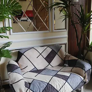 Sarung Sofa Elastis Berprint Bentuk L Universal Dengan Sandaran Tangan Pelindung Furnitur Kain Super Stretch Fit Cocok untuk Sofa 1/2/3/4 Kursi