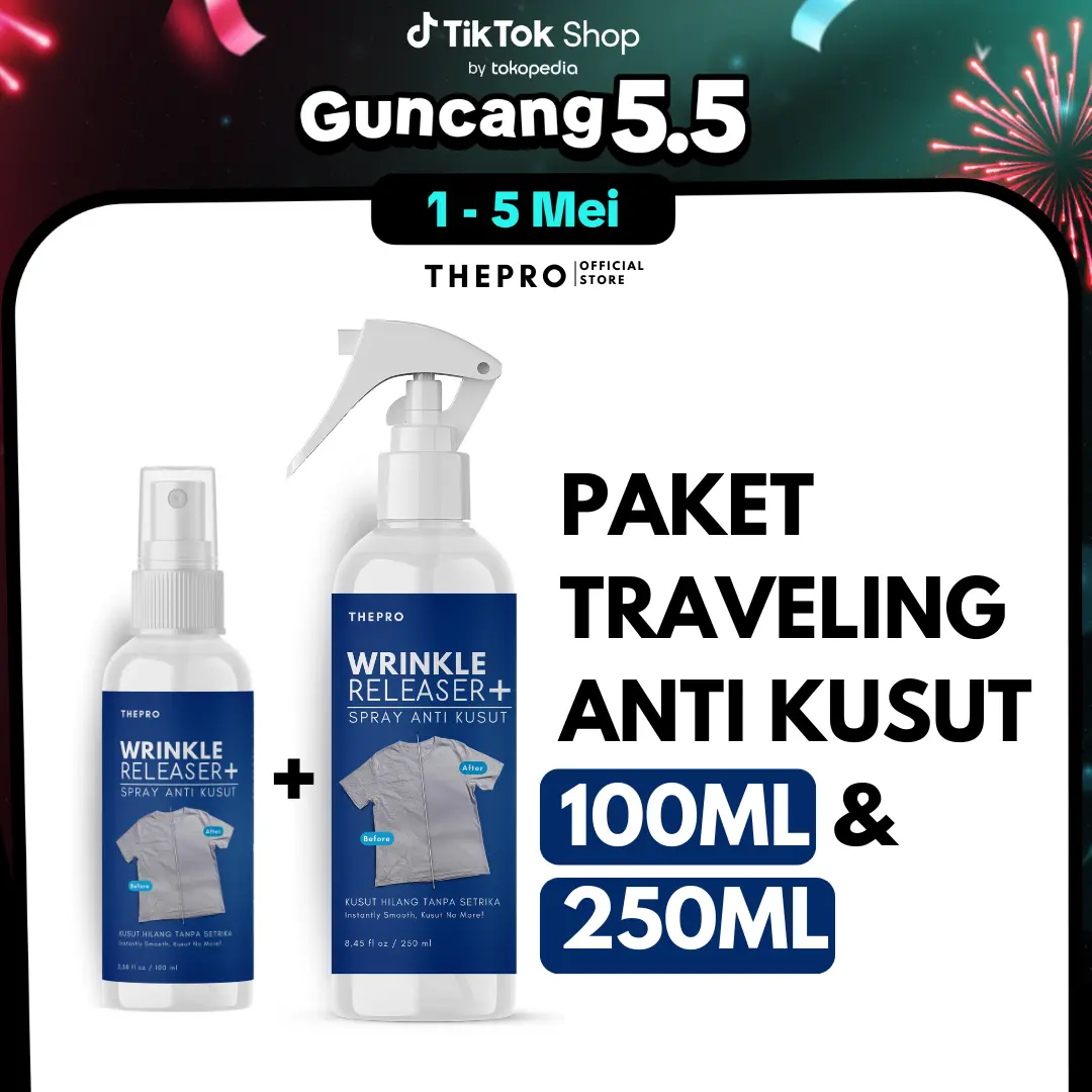 THEPRO Paket Bundling Anti Kusut Merapikan Pakaian Kusut Secara Instan Tanpa Disetrika  Berbagai Bahan Kain Lebih Hemat Paket Traveling