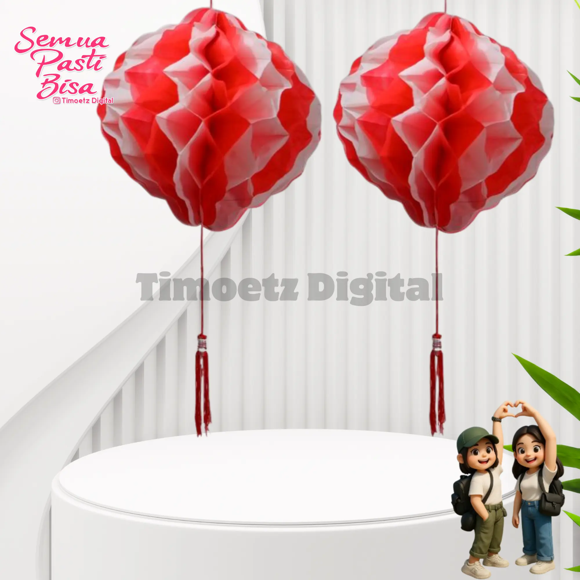 Lampion Merah Putih 30cm / Hiasan HUT RI Lampion Merah Putih Besar