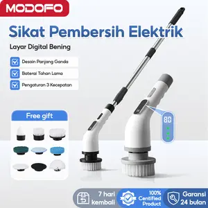 【COD】MODOFO Sikat Elektrik MODOFO 9-in-1/8-in-1/4-in-1 | Daya tahan lama untuk membersihkan noda membandel di kamar mandi, toilet elektrik, dapur, dan lantai | Desain anti cipratan + 9 sikat pembersih gratis