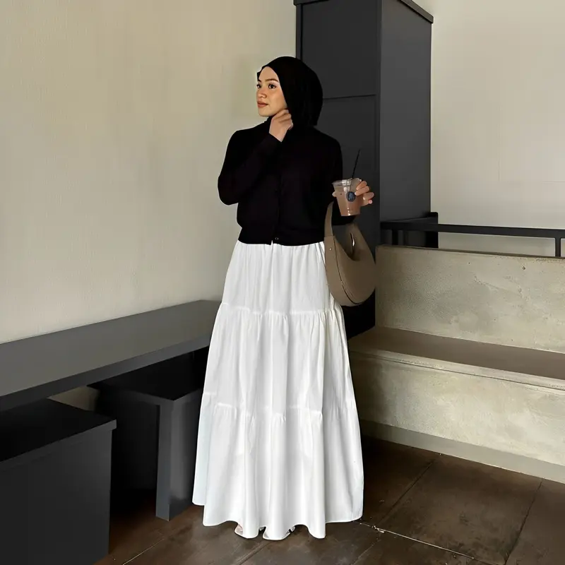JZEM - Rok pantai elegan gaya casual korean style - rok kerja - rok rayon tebal tidak nerawang - rok ootd style - rok wanita termurah muat bb 70 kg - rok  kekinian Maxi Nyaman Panjang Rok tutu cantik 1