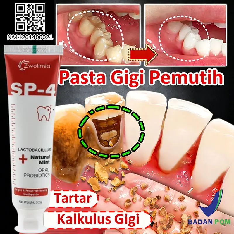 Bpom Pembersih Gigi Kuning Dan Karang Sp 4 Pasta Gigi Probiotik Penghilang Karang Gigi Pasta Gigi Pemutih Gigi Kuning Perontok Karang Gigi Paling Ampuh Menghilangkan Bau Mulut Whitening Toothpaste