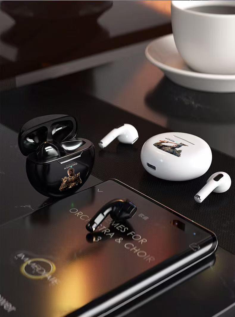 xctopest HT38 Black Myth Wukong AI Earphone TWS 50dB Peredam Kebisingan Aktif, Bluetooth 6.0, Daya Tahan Baterai 47 Jam, Headphone Nirkabel Sejati, IP54