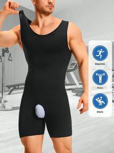 1 unidad: body moldeador para hombre con control de abdomen y compresión del pecho, ropa deportiva tipo shorts transpirable, cómoda y elástica, traje/body moldeador, adecuado para uso diario, deporte y entrenamiento