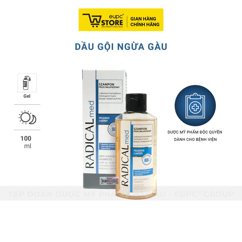 Dầu Gội Giảm Gàu Radical Med 100ml Làm Sạch Tóc & Da Đầu, Giảm Mẩn Đỏ Và Khô Da Do Gàu EUPC STORE