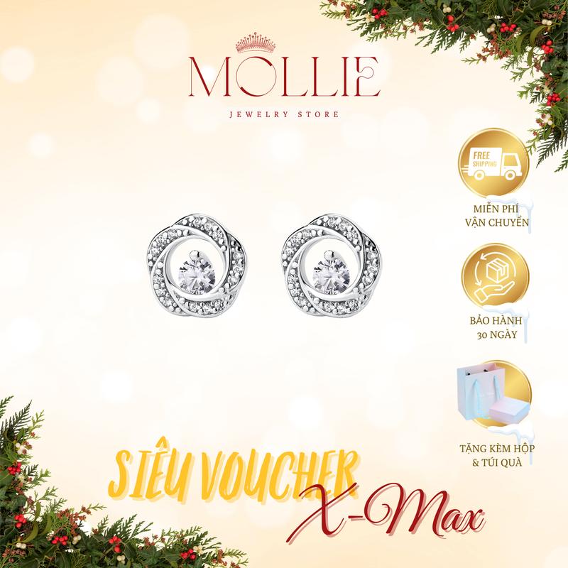  Bông tai hoa lá cành nữ tính đằm thắm - Trang sức hoa lá cành cho phái nữ - Titan mạ bạc 