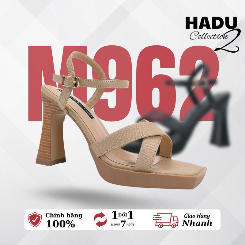  Giày Sandal Cao Gót 10P Đế Đúp HADU M962  Da PU Vân Cát  Bảo Hành 12T Nữ DéP Shoes Jean Cao Su Quai Hậu 