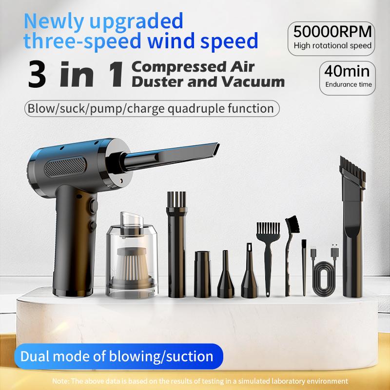 Product Introduction of Bàn Phím Máy Tính, 3 Trong 1, Máy thổi bụi trên ô tô, 50000RPM, Sạc Type-c, Bộ Thu Bụi 0