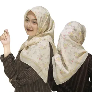 Hijab segi empat motif bahan tipis jahit tepi Sahara Scarves by eN_A.id Voal Premium Baby Tryspan