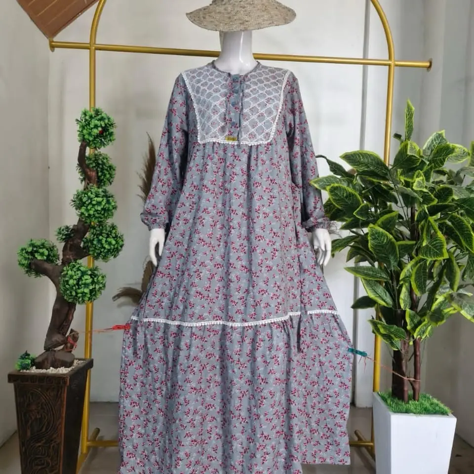 Gamis Renda Korea Katun pololynen / Gamis Motif Katun pololynen