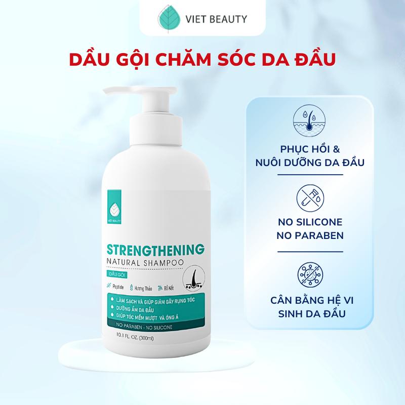 Dầu gội chăm sóc da đầu Việt Beauty giúp làm sạch sâu, không gây khô da đầu, nuôi dưỡng nền da đầu khỏe mạnh