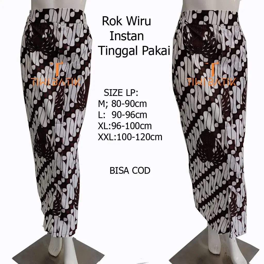Rok Wiru Jarik Wanita Adat Jogja Instan Tinggal Pakai rok sobek samping Panjang