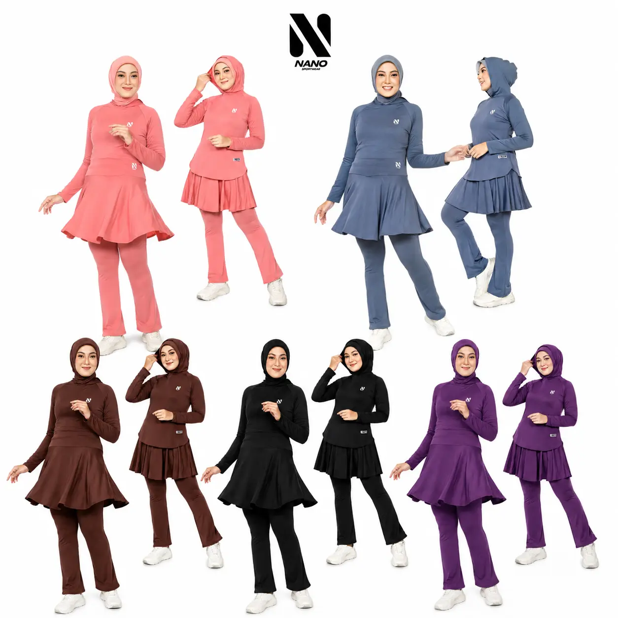 Amora oneset hoodie 3in1 - Baju senam muslim wanita - Baju olahraga hoodie