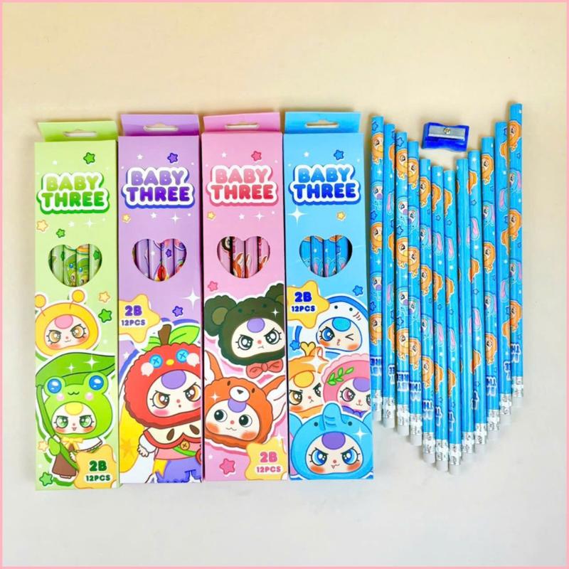 [Hàng đặc biệt] ( Sỉ 20K) Hộp bút chì gỗ 2B vẽ cute dễ thương [12 cây] có tẩy hình mèo đáng yêu cho bé học sinh NATO HBC01