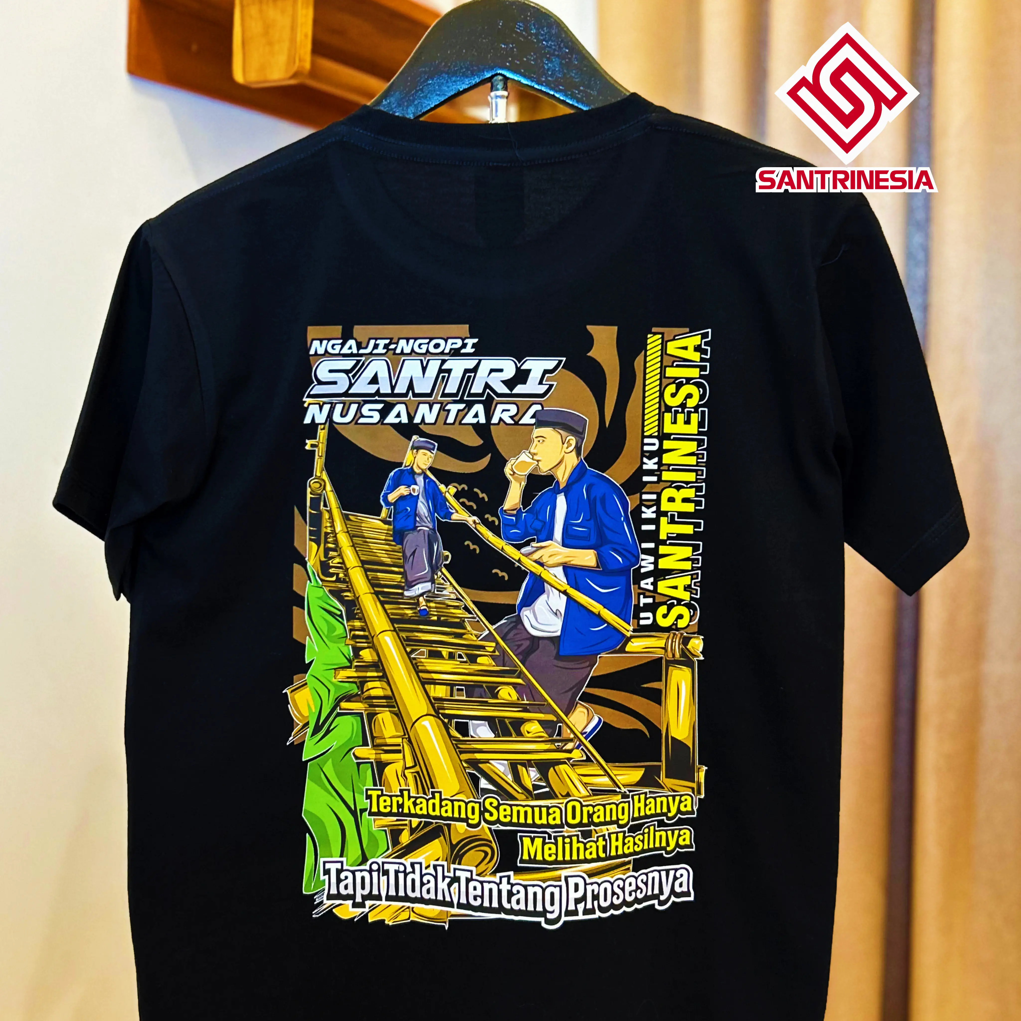 Kaos Santri Ngaji Ngopi Culture Santri Salaf Kalah Pangkat menang tirakat santri kepleset