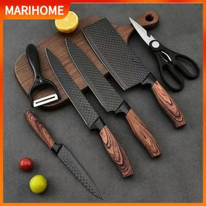 Kitchen Knife 6 in 1 Knife Set Cleaver Knife Chef Knife Utilities Knife Peeling Knife Scissors Set Pisau Diy Kitchenware