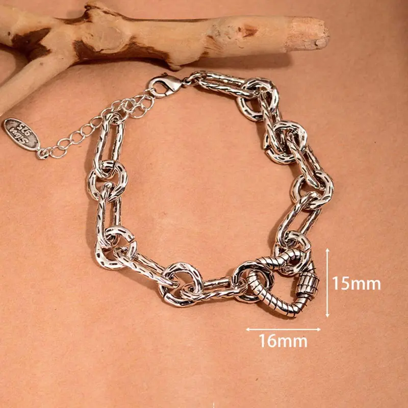 Twisted Love Bracelet Silver Distressed Heart Shaped Hand Jewelry Women's Jewelry, Adjustable Length 3