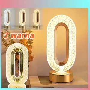 3 Warna Peredupan Sentuhan Cahaya / Lampu Meja Akrilik Kristal LED / Lampu Meja Hias Aesthetic Acrylic Crystal