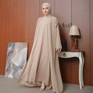 Ziella - Shafwa Abaya Swarvski 2in1 Outer dan Inner bahan Ceruty Babydoll Jersey Abaya Adem Nyaman Muslim Mewah