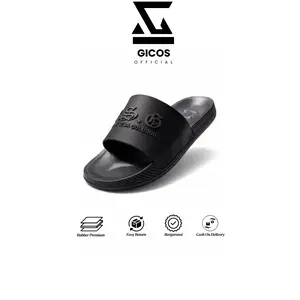 GICOS Sandal Slide BSG 01 Hitam Premium Empuk Anti Slip Unisex Pria & Wanita Nyaman Seharian sendal kasual slide in black smith antiselip elegant slippers selop fleksibel jalan sliders