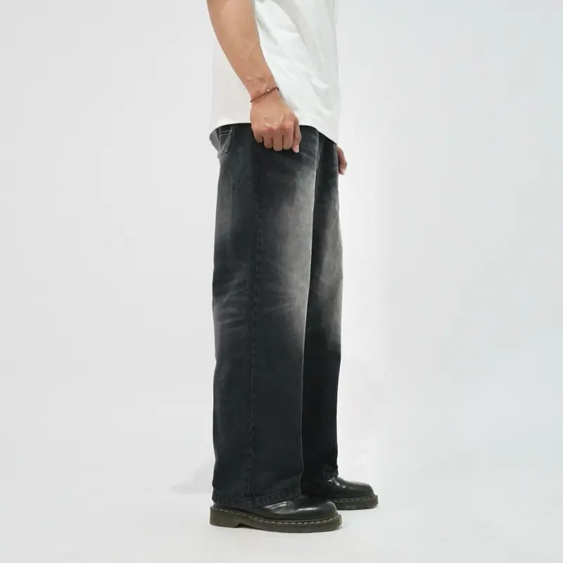 Selfless - Wide Leg Jeans Loose Pants Pria - Celana Panjang Jeans - Celana Denim Pria - Celana Retro Street Style 1