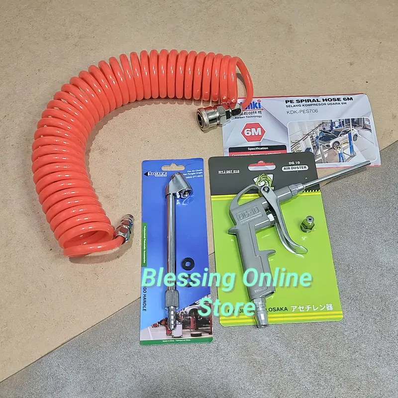 Paket 5 Set / Selang 6Meter Air Duster Air Chuck Isi Angin Paket Peralatan Kompresor / Alat Isi Angin / Alat Pompa Angin 1