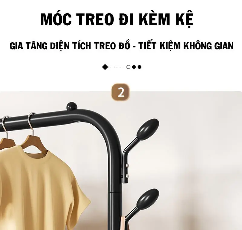 Giá treo quần áo khung kim loại nhập khẩu sơn tĩnh điện bền đẹp Giá treo đồ tích hợp để giày thông minh tiện lợi 6