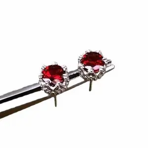 Anting Batu Ruby Imitasi Kualitas Premium/ sterling Silver S925 Lapis Emas - Classy dan Elegan