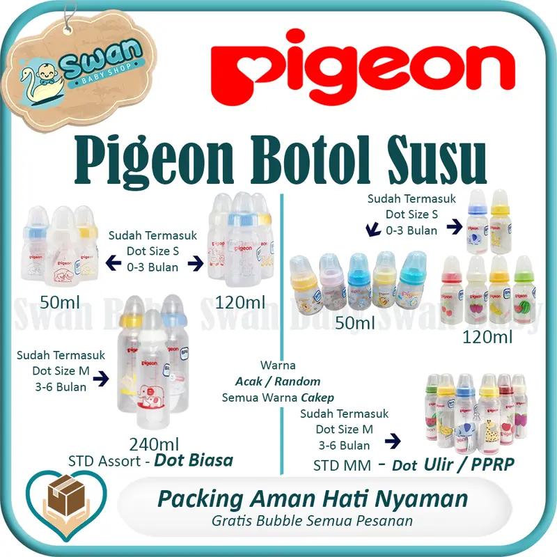 Pigeon Botol Assorted Standard / Botol Standart MM / Botol Susu Bayi 0